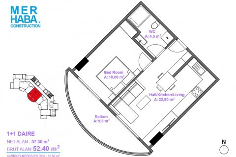 مجتمع مسکونی در  Mahmutlar ، امارات متحده عربی 53.8 متر مربع.  شماره 32897 - 6