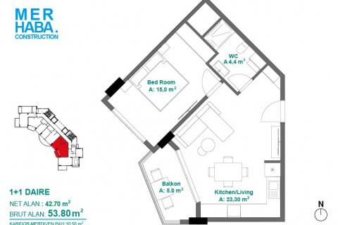 مجتمع مسکونی در  Mahmutlar ، امارات متحده عربی 53.8 متر مربع.  شماره 32897 - 5