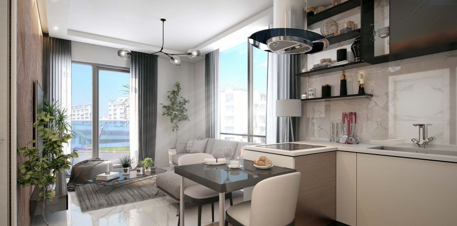 آپارتمان در در Perli Towers Alanya ، امارات متحده عربی 1 خوابه ، 61 متر مربع.  شماره 33232
