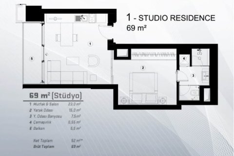 آپارتمان در  Istanbul ، امارات متحده عربی 69 متر مربع.  شماره 34155 - 11