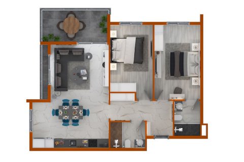 آپارتمان در در NOVITA DELUXE RESIDENCE Mahmutlar ، امارات متحده عربی 2 خوابه ، 92.9 متر مربع.  شماره 35643 - 3