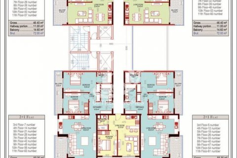 آپارتمان در  Mahmutlar ، امارات متحده عربی 1 خوابه ، 70 متر مربع.  شماره 10752 - 11