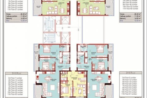 آپارتمان در  Mahmutlar ، امارات متحده عربی 1 خوابه ، 70 متر مربع.  شماره 10752 - 16
