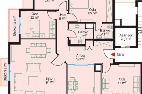 آپارتمان در  Oba ، امارات متحده عربی 4 خوابه ، 251 متر مربع.  شماره 37730 - 8