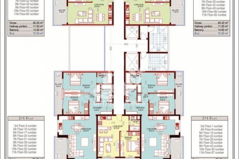 آپارتمان در  Mahmutlar ، امارات متحده عربی 1 خوابه ، 70 متر مربع.  شماره 10752 - 12