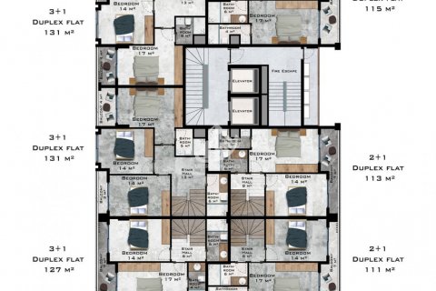 آپارتمان در Kargicak،  Alanya ، امارات متحده عربی 2 خوابه ، 71 متر مربع.  شماره 28432 - 15