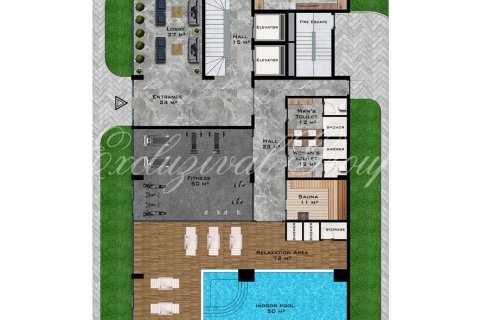 آپارتمان در  Alanya ، امارات متحده عربی 1 خوابه ، 55 متر مربع.  شماره 37504 - 24