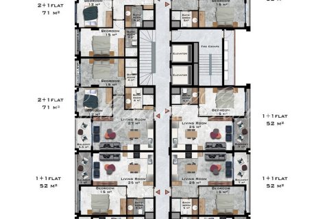 آپارتمان در  Alanya ، امارات متحده عربی 1 خوابه ، 55 متر مربع.  شماره 37504 - 26