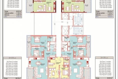 آپارتمان در  Mahmutlar ، امارات متحده عربی 1 خوابه ، 70 متر مربع.  شماره 10752 - 15