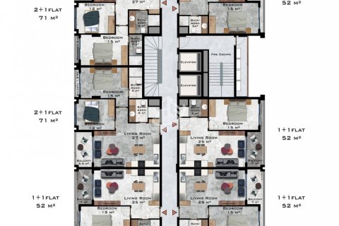 آپارتمان در Kargicak،  Alanya ، امارات متحده عربی 2 خوابه ، 71 متر مربع.  شماره 28432 - 14
