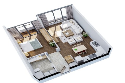 آپارتمان در Atasehir، در We Istanbul Istanbul ، امارات متحده عربی 1 خوابه ، 73.27 متر مربع.  شماره 39713 - 2