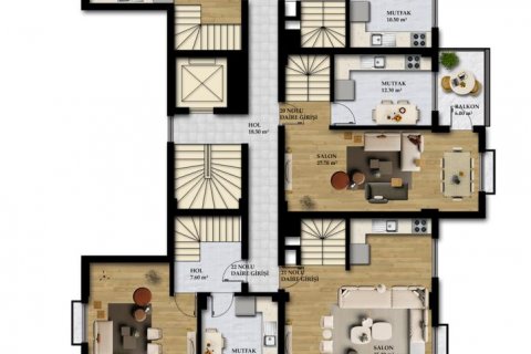 آپارتمان در  Gazipasa ، امارات متحده عربی 2 خوابه ، 75 متر مربع.  شماره 40463 - 5