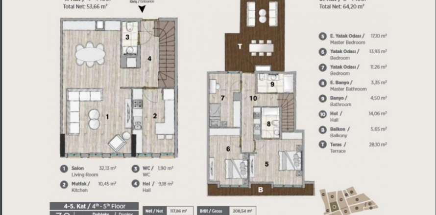 آپارتمان در Beyoglu،  Istanbul ، امارات متحده عربی 3 خوابه ، 210 متر مربع.  شماره 41200