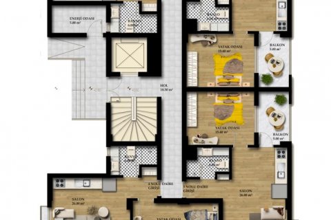 آپارتمان در  Gazipasa ، امارات متحده عربی 2 خوابه ، 75 متر مربع.  شماره 40463 - 3