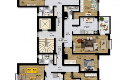 آپارتمان در  Gazipasa ، امارات متحده عربی 2 خوابه ، 75 متر مربع.  شماره 40463 - 4