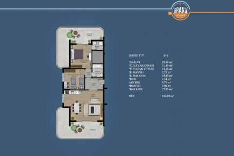 آپارتمان در  Mahmutlar ، امارات متحده عربی 2 خوابه ، 126 متر مربع.  شماره 43523 - 14