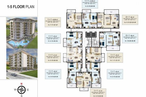 آپارتمان در  Alanya ، امارات متحده عربی 1 خوابه ، 60 متر مربع.  شماره 47059 - 14