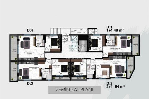 آپارتمان در  Alanya ، امارات متحده عربی 1 خوابه ، 49 متر مربع.  شماره 50294 - 24