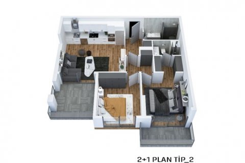 آپارتمان در  Mersin ، امارات متحده عربی 2 خوابه ، 95 متر مربع.  شماره 50098 - 26