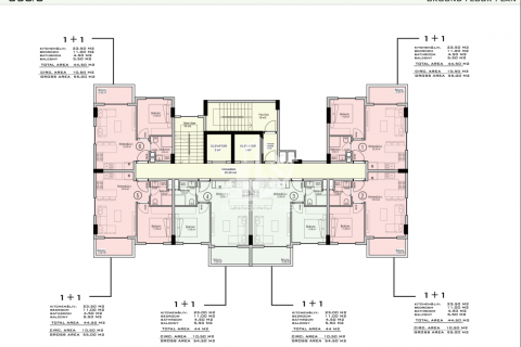 آپارتمان در  Avsallar ، امارات متحده عربی 1 خوابه ، 44 متر مربع.  شماره 48742 - 26