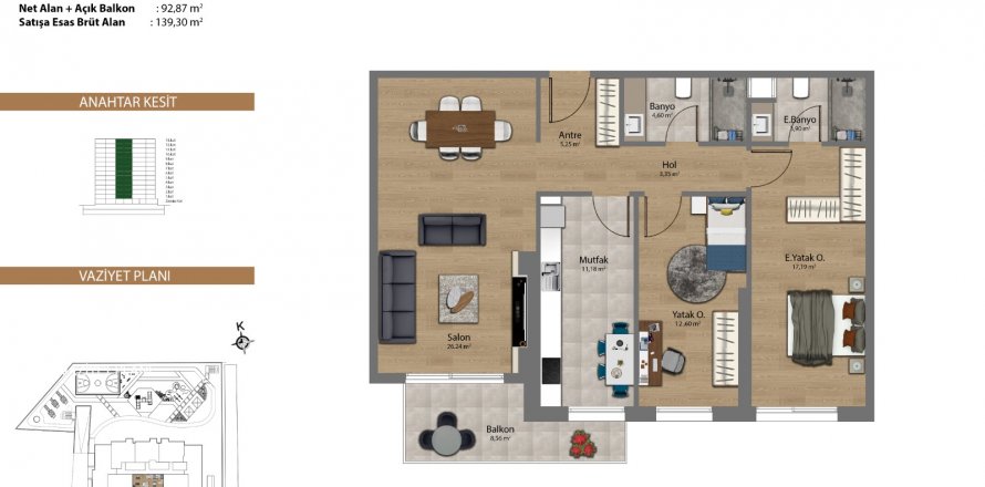 آپارتمان در در Vera Yaşam project Istanbul ، امارات متحده عربی 2 خوابه ، 139.31 متر مربع.  شماره 50958