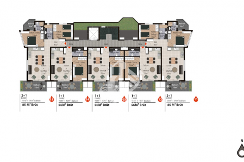 آپارتمان در  Oba ، امارات متحده عربی 4 خوابه ، 191 متر مربع.  شماره 29600 - 13