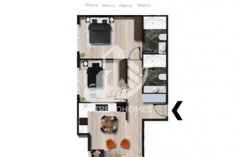 آپارتمان در  Avsallar ، امارات متحده عربی 1 خوابه ، 44 متر مربع.  شماره 34014 - 19