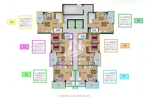 آپارتمان در  Avsallar ، امارات متحده عربی 1 خوابه ، 51 متر مربع.  شماره 42838 - 19