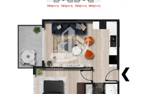 آپارتمان در  Avsallar ، امارات متحده عربی 1 خوابه ، 44 متر مربع.  شماره 34014 - 13