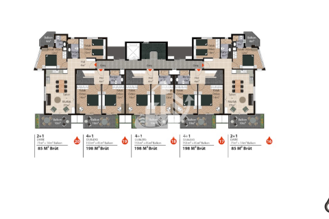 آپارتمان در  Oba ، امارات متحده عربی 4 خوابه ، 191 متر مربع.  شماره 29600 - 14