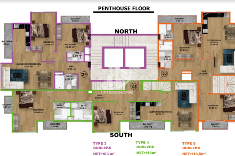 آپارتمان در  Alanya ، امارات متحده عربی 2 خوابه ، 73 متر مربع.  شماره 36843 - 12