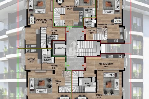 آپارتمان در  Kestel ، امارات متحده عربی 2 خوابه ، 100 متر مربع.  شماره 48146 - 24