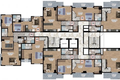 آپارتمان در  Alanya ، امارات متحده عربی 2 خوابه ، 80 متر مربع.  شماره 42375 - 5