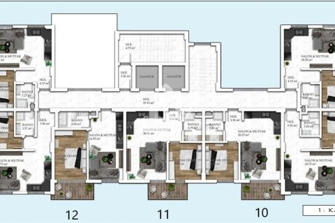 آپارتمان در  Avsallar ، امارات متحده عربی 1 خوابه ، 55 متر مربع.  شماره 47427 - 10
