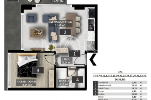 آپارتمان در در Apartments in a residence on the first coastline in Mahmutlar Alanya ، امارات متحده عربی 1 خوابه ، 70 متر مربع.  شماره 50335 - 9
