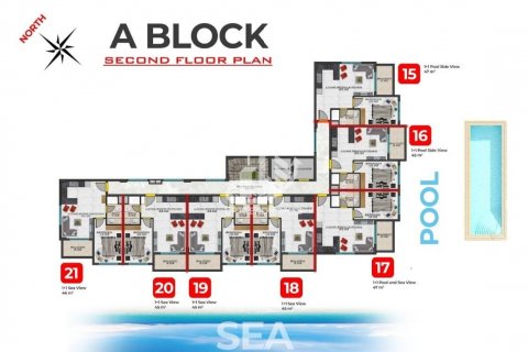 آپارتمان در  Oba ، امارات متحده عربی 1 خوابه ، 47 متر مربع.  شماره 41239 - 30