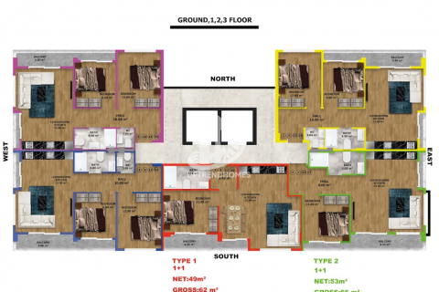 آپارتمان در  Alanya ، امارات متحده عربی 2 خوابه ، 73 متر مربع.  شماره 36843 - 13