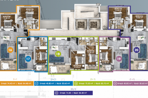 آپارتمان در در Ultra-new low-rise residential complex of comfort class at affordable prices, built among orange trees in the Oba area. Alanya ، امارات متحده عربی 1 خوابه ، 99 متر مربع.  شماره 49641 - 30