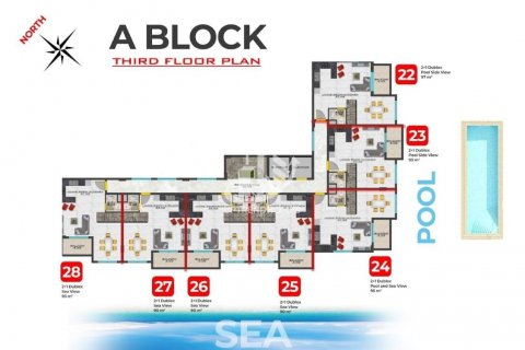 آپارتمان در  Oba ، امارات متحده عربی 1 خوابه ، 47 متر مربع.  شماره 41239 - 29