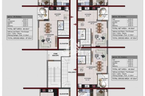 آپارتمان در  Oba ، امارات متحده عربی 1 خوابه ، 67 متر مربع.  شماره 48486 - 10