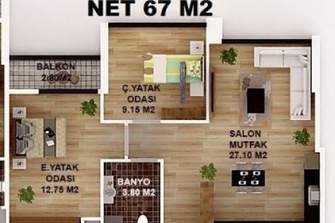 آپارتمان در  Mersin ، امارات متحده عربی 2 خوابه ، 80 متر مربع.  شماره 49787 - 10