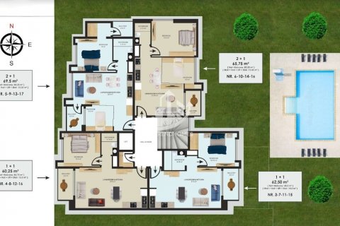 آپارتمان در  Alanya ، امارات متحده عربی 1 خوابه ، 58 متر مربع.  شماره 47017 - 27