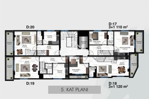 آپارتمان در  Alanya ، امارات متحده عربی 1 خوابه ، 49 متر مربع.  شماره 50294 - 26