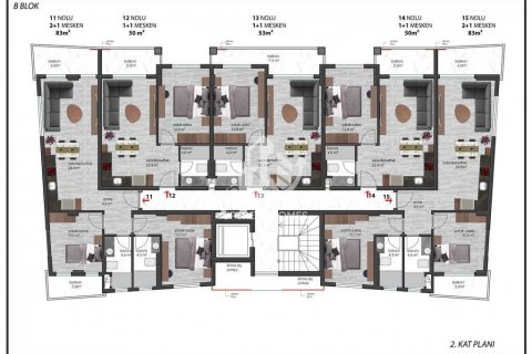 آپارتمان در  Oba ، امارات متحده عربی 1 خوابه ، 50 متر مربع.  شماره 48668 - 26