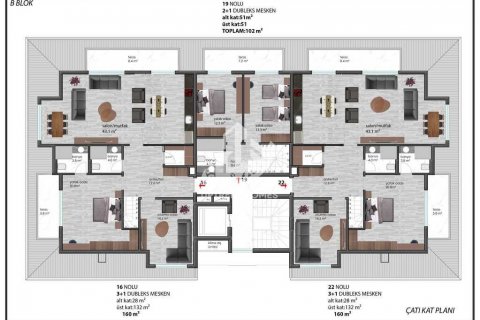 آپارتمان در  Oba ، امارات متحده عربی 1 خوابه ، 50 متر مربع.  شماره 48668 - 28