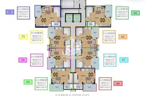 آپارتمان در  Avsallar ، امارات متحده عربی 1 خوابه ، 51 متر مربع.  شماره 42838 - 15