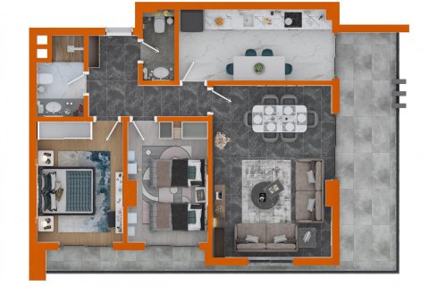 آپارتمان در  Oba ، امارات متحده عربی 2 خوابه ، 92 متر مربع.  شماره 48489 - 5
