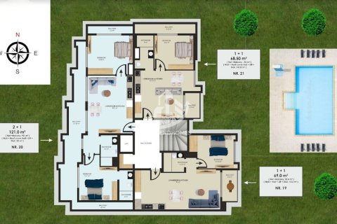 آپارتمان در  Alanya ، امارات متحده عربی 1 خوابه ، 58 متر مربع.  شماره 47017 - 28