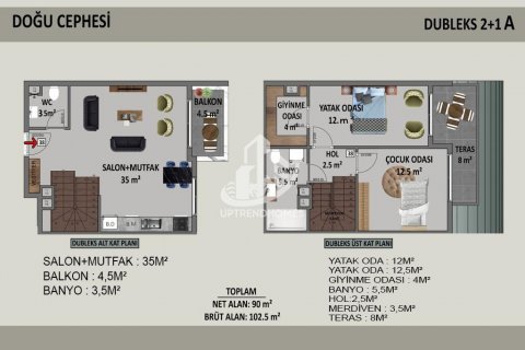آپارتمان در  Alanya ، امارات متحده عربی 1 خوابه ، 46 متر مربع.  شماره 37987 - 24