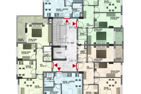آپارتمان در  Alanya ، امارات متحده عربی 1 خوابه ، 50 متر مربع.  شماره 46789 - 24